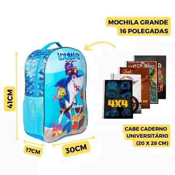 MOCHILA TUBARAO  ESTOJO LANCHEIRA